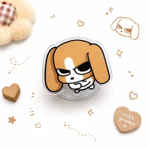 Cute Grumpy Puppy Phone Grip - Kawaii Dog Acrylic Grip Stand - Aesthetic Phone & Kindle Holder Accessory