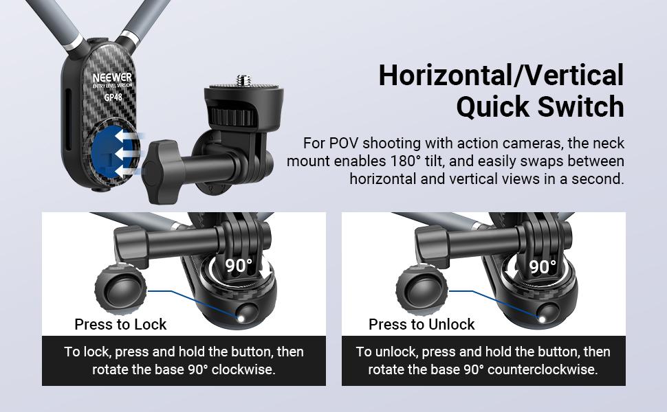 NEEWER Neck Phone Holder, Quick Release Adjustable Bed Cell Phone Action Camera Chest Mount Accessories Kit Compatible with iPhone DJI Insta 360 Samsung for POV Vlogging Video Recording, GP48