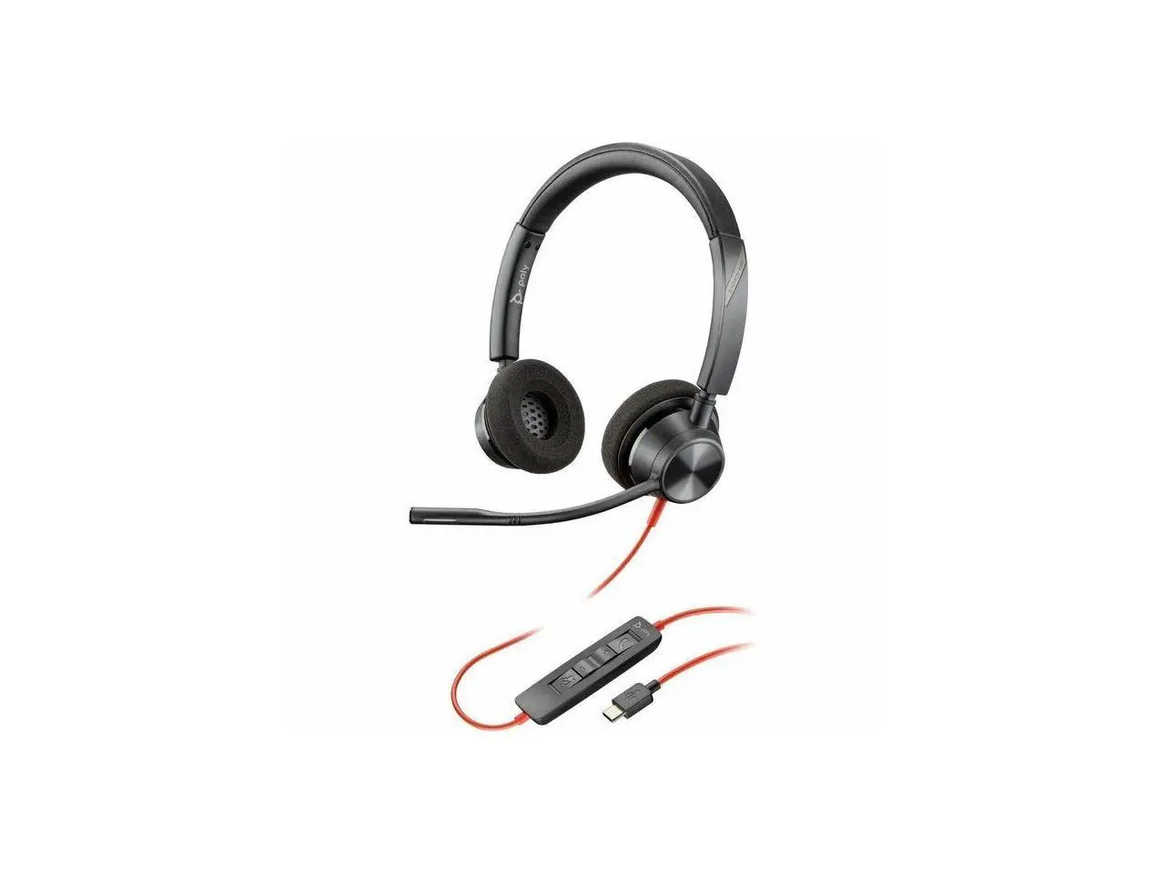 Poly Blackwire 3320 USB-C Wired Headset TAA - Mono - On-ear - Monaural - Supra-aural - Omni-directional Microphone - Noise Canceling - Black