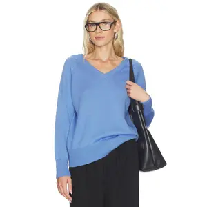 Elodie the Label Soren V Neck Sweater in Cornflower Blue