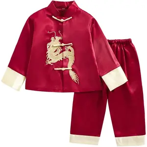 Boys Dragon Kung Fu Tang Suit Outfit Chinese Traditional New Year Clothing for Kids