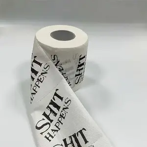 Funny Toilet Paper with 'shit Happens' Design, Three-Ply High-Quality Wood Pulp, Unique Birthday Gift, Home Use Prank Item