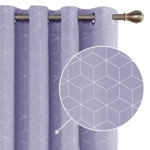 Deconovo Blackout Grommet Thermal Insulated Foil Printed Boho Curtains, Red/Diamond, 52W x 54L