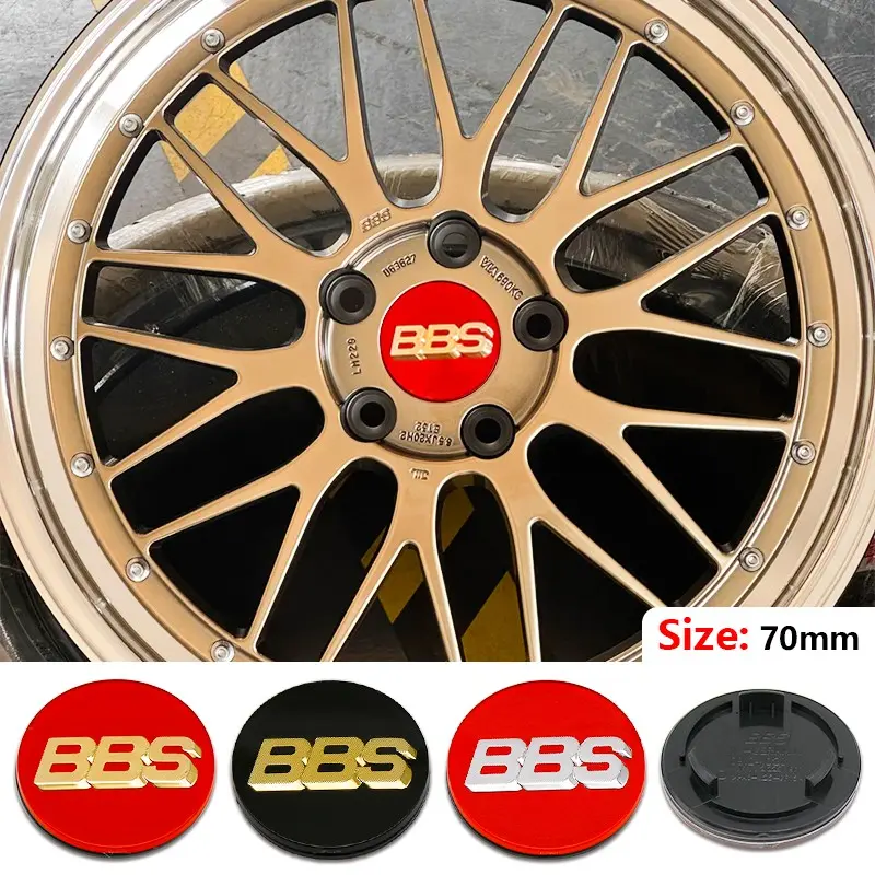 4pcs Bbs Wheel HUB Cap Stickers, Car Tire Center Cover, Durable Non-Drop Wheel HUB Caps, Dustproof Scratch Protection, Exterior Modification Decorative Accessories