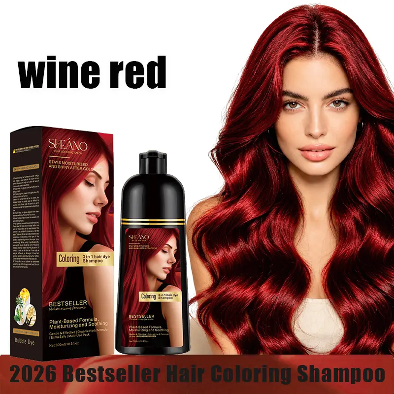 Stunning Long-Lasting Red Hair With Just A Shampoo Wash｜SHEANO 3 in 1 Hair Dye Shampoo, Soothing Formula，Get Rich Red Tone Without Harsh Chemicals For All Hair Types，No Mess, No Fuss，