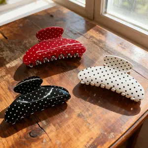 1pc Women's Polka Dot Hair Claw Set! Acetate Semi-Circle Daily Bun Clip