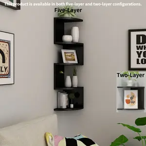 Creative 5-Tier Wall-Mounted Triangle Storage Rack, Multifunctional Organizer for Living Room Kitchen and Bedroom, No Drill Space-Saving Solution, Room Accessories