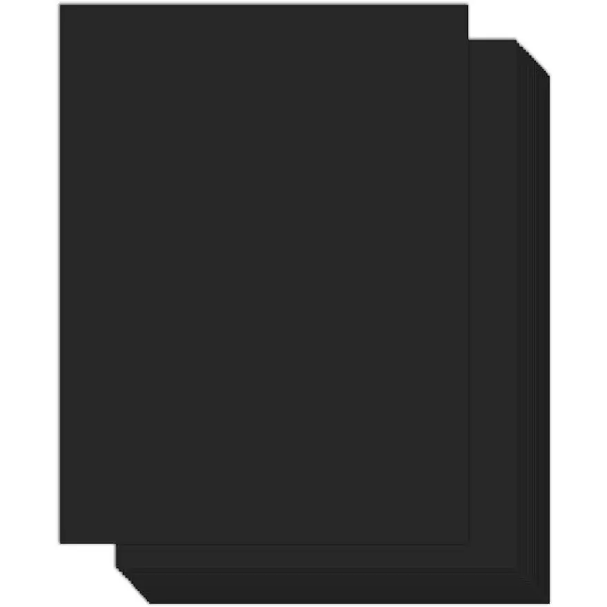 YINUOYOUJIA 100 Sheets Black Cardstock 8.5 x 11" Thick Paper, 250gsm/92lb Construction Paper for Crafts, Card Making, Invitations, Printing, Drawing, Scrapbook Supplies