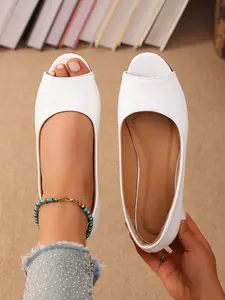 Simple Fish Mouth Low-Top Flat Shoes, Comfortable and Practical, Perfect for Pants Dresses and Commuter Wear, Essential Versatile Shoe