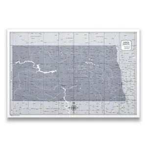 Push Pin North Dakota Map (Pin Board) - Dark Gray Color Splash