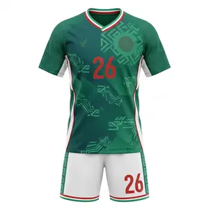 2-Piece Green Aztec Soccer Jersey & Shorts Set - Comfy Quick-Dry Football Outfit for Men - Breathable Casual Athletic Wear - Custom Team Name/Number Printing Available for 5+ Sets