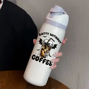 Bat Coffee 32oz Dual Drink Sports Water Bottle Hydration Tumbler, 304 Stainless Steel Large Capacity Insulated Cup, Perfect Gift for Women, Home Outdoor Travel