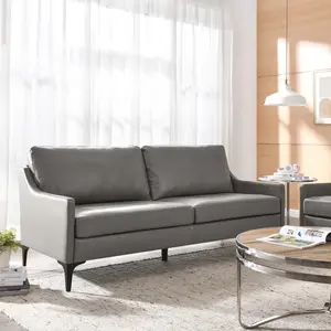 Modway Corland Leather Sofa in Gray