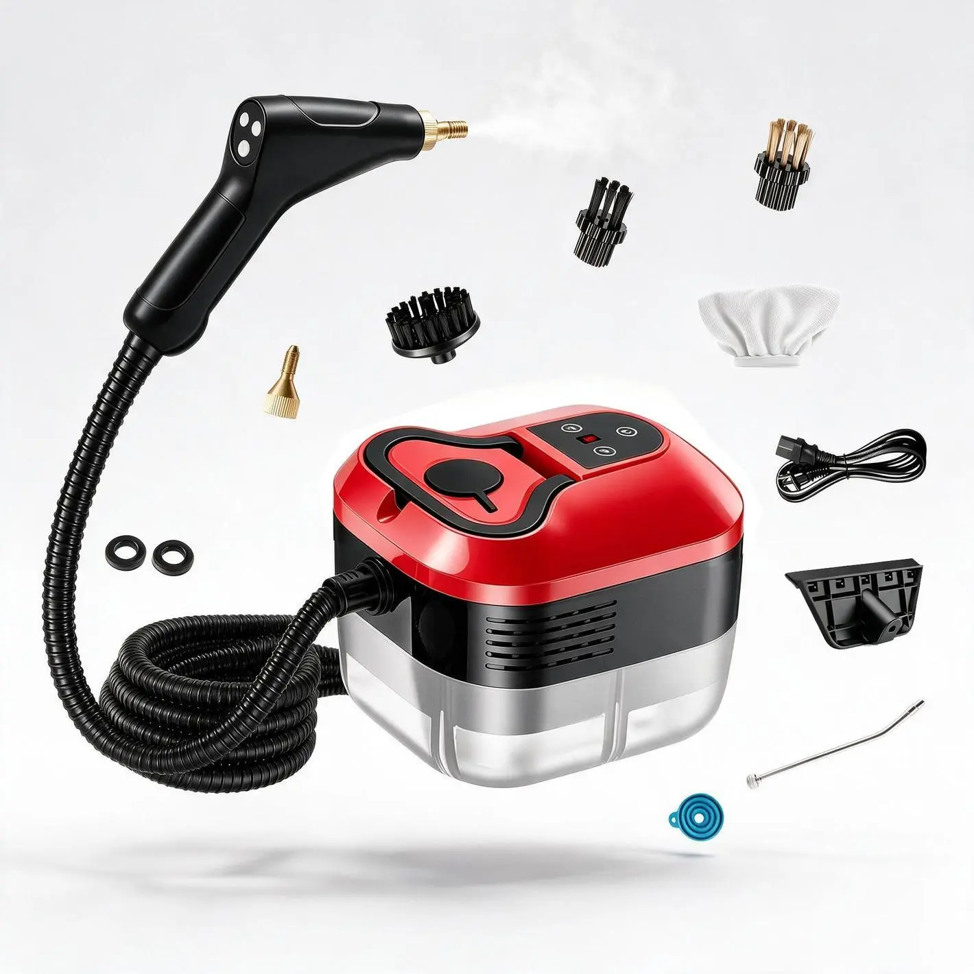 Portable Steam Cleaner, Independence Day Deals, 10pcs Accessories, 6-Level Adjustable & 15s Fast Heat-Up, Handheld Steamer for Tile, Dirt, Grout, Grease, Car Detailing