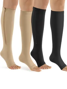 INNENS 3 Pairs Nylon Zipper Compression Socks 20-30mmHg Support Graduated Stockings for Mens Womens Athletic Running