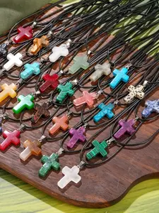 5 Piece Set Crystal Pendant Necklace with Chain, Charms Necklace, Shiny Durable Easy Mix Match, Perfect for DIY Jewelry Making (5 Pendants + 5 Chains)