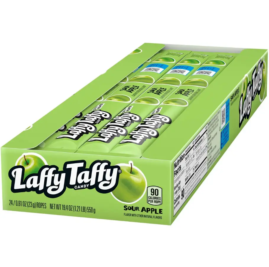 Laffy Taffy Sour Apple Rope - Chewy Candy With Sour Green Apple Flavor - Box 24 ct