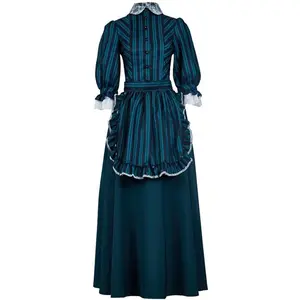 Haunted Mansion Maid Apron Dress – Butler-Inspired Costume Attire Clothing Strips Dress