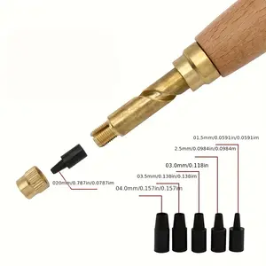 Durable Metal Leather Punching Tool with 6 Size Tips, Auto Removable Belt, Noise Reduction for Crafts, Book Drilling & Sewing