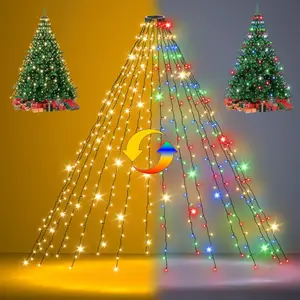 Christmas Tree Lights with Remote, 9.8ft 592LED Christmas Lights Color Changing 16 Lines Warm White & MultiColor 11 Modes Dimmable Timer Memory Function  for 8-10ft Tree Indoor Outdoor Decor