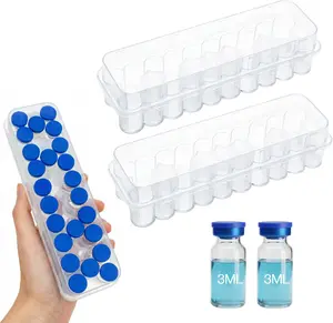 2 Pack 48-Slot Peptide Case for Fridge & Travel, Insulin Travel Case TSA Approved, Holds 24X 3Ml Vials per Box for Semaglutide, Tirzepatide, GLP-1 Medications (2 Clear Vial Holders) Waterproof Titanium, Plastic, Fully Transparent