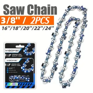 VIGOMEI 2PCS 3/8" 16"/18''/20''/22''/24'' 68CrNiMo Chainsaw Chains Pitch, 0.058" Gauge, 59/64/68/76/84 Drive Links, VIGOMEI Durable Metal Construction, Outdoor Power Equipment Additions, Oil Saw Parts
