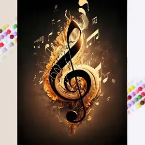 1 DIY Diamond Painting Kit, 5D Diamond Art Set, DIY Decoration, Musical Note Flame Diamond Painting Set Full Round Diamonds, Mosaic, Diamond Art, DIY Art Home Decoration, Suitable for Christmas