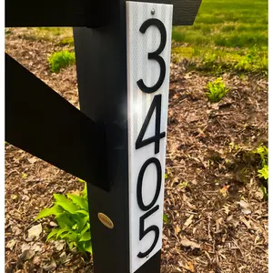 Reflective Modern Address Number Plaque - Weatherproof - Made in Minnesota (18x3 Use Number from Shipping Address))