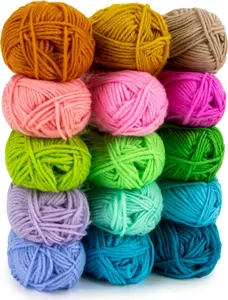 15x20g  Yarn for Crocheting - Soft Knitting Yarn for Crafts Multicolor Skeins for Crocheting DIY Bulk for Handicraft Knitting Scarves Ideal  for Beginners Adults