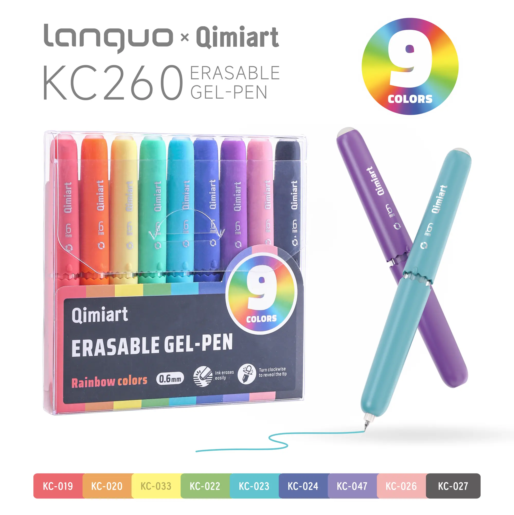 【Rainbow Set】Languo Erasable Retractable Gel Pens, Artist-Grade Acrylic Ink Set with 1.0mm Bold Bullet Tip, Advanced Steady-Flow Valve System, 100% Solid Coverage Opaque Cover for Illustration, Office Student Gift