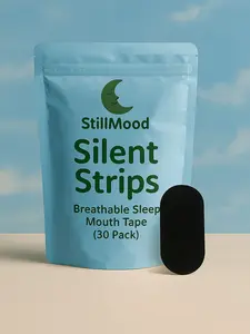 StillMood SilentStrips Ultra Breathable Sports Mouth Tape for Sleep & Recovery 30-Pack Encourages Nose Breathing Reduces Snoring