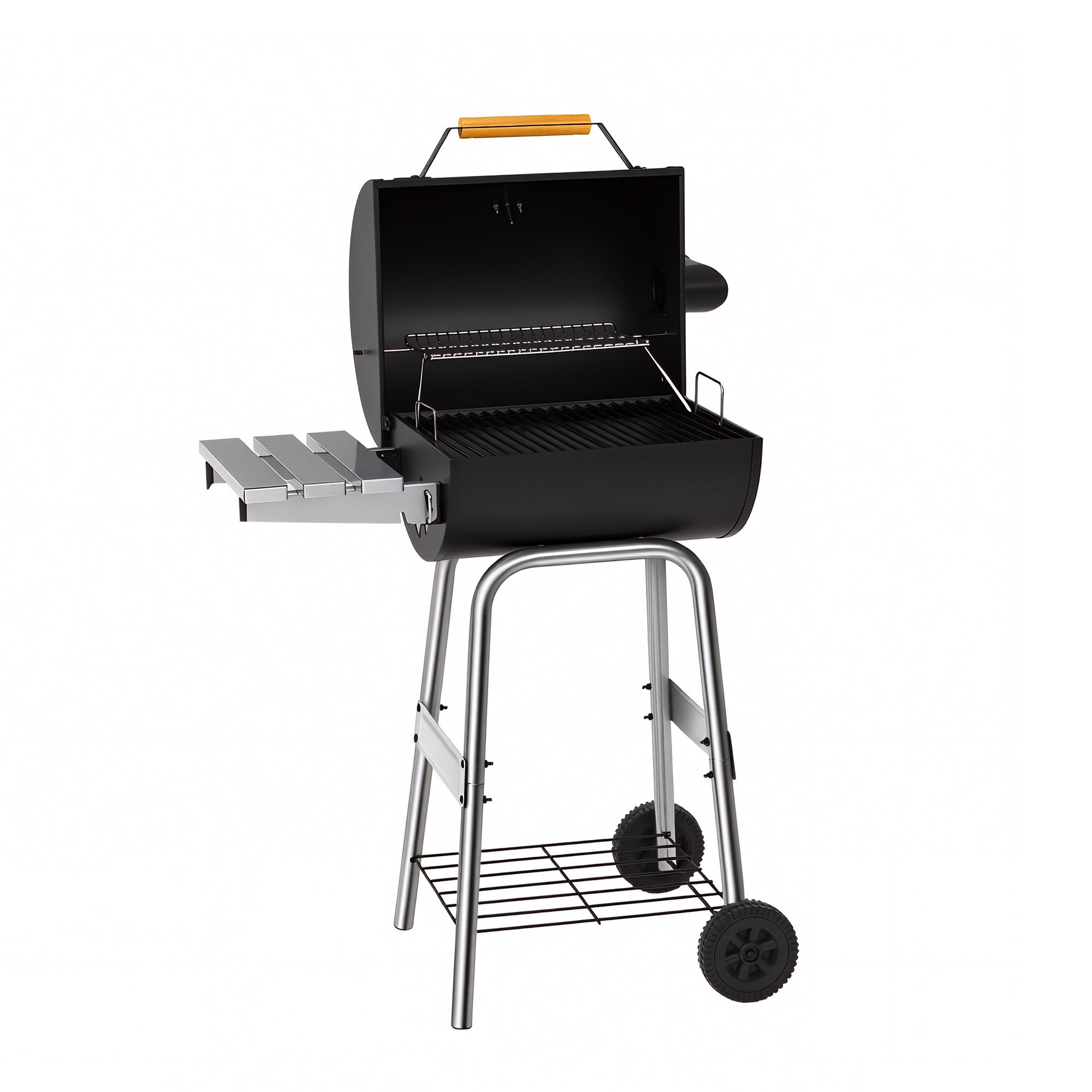 Compact Stainless Steel Barrel Shape Barbecue Grill - Barrel Space Saver, Balcony-Size BBQ Pit with Warming Rack for Patios, Grilling Outdoor Cooking, Bbq Charcoal Grills