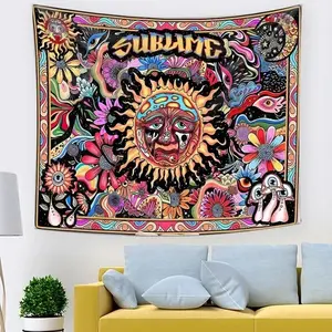 60in x 40in home decor banner Psychedelic Tarot Trippy Sublime Sun Tapestry Aesthetic Room Home Decor funny hanging poster fan bedroom living roomvalentine's wall decor flags