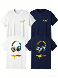 Limited Time BOGO Free Now Men's Crew Neck Short Sleeve T-Shirt 35% Cotton 65% Polyester Breathable Casual Tee for Everyday Wear Travel Outings Workouts Streetwear Top