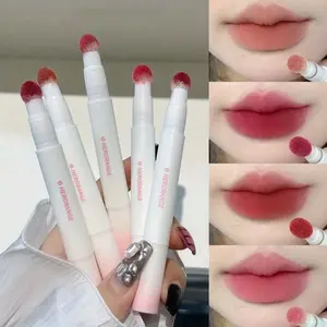 Fluffy Velvet Soft Lip Glaze Liquid Lipstick, Nude Matte Rose Red Pigment Waterproof Long Lasting Makeup