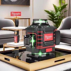 Milwaukee 360° Green Cross Line Laser Level Rechargeable Battery Auto-Leveling Horizontal Vertical Precision for Construction Electricians & Renovation Work