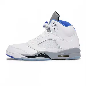 Casual High-Top Basketball Shoes, Breathable Mesh Sneakers for Men & Women, Non-Slip Transparent Sole Streetwear Shoes, White Blue