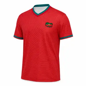 2026 Portugal-themed jersey—quick-dry mesh T-shirt with ocean wave print, perfect for game days, bars, parties, and waiting in line