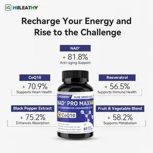 HIILEATHY NAD+ PRO MAX – Premium NAD+, CoQ10 & Resveratrol Blend | Anti-Aging, Breast & Hip Firming, Daily Vitality th Supplement