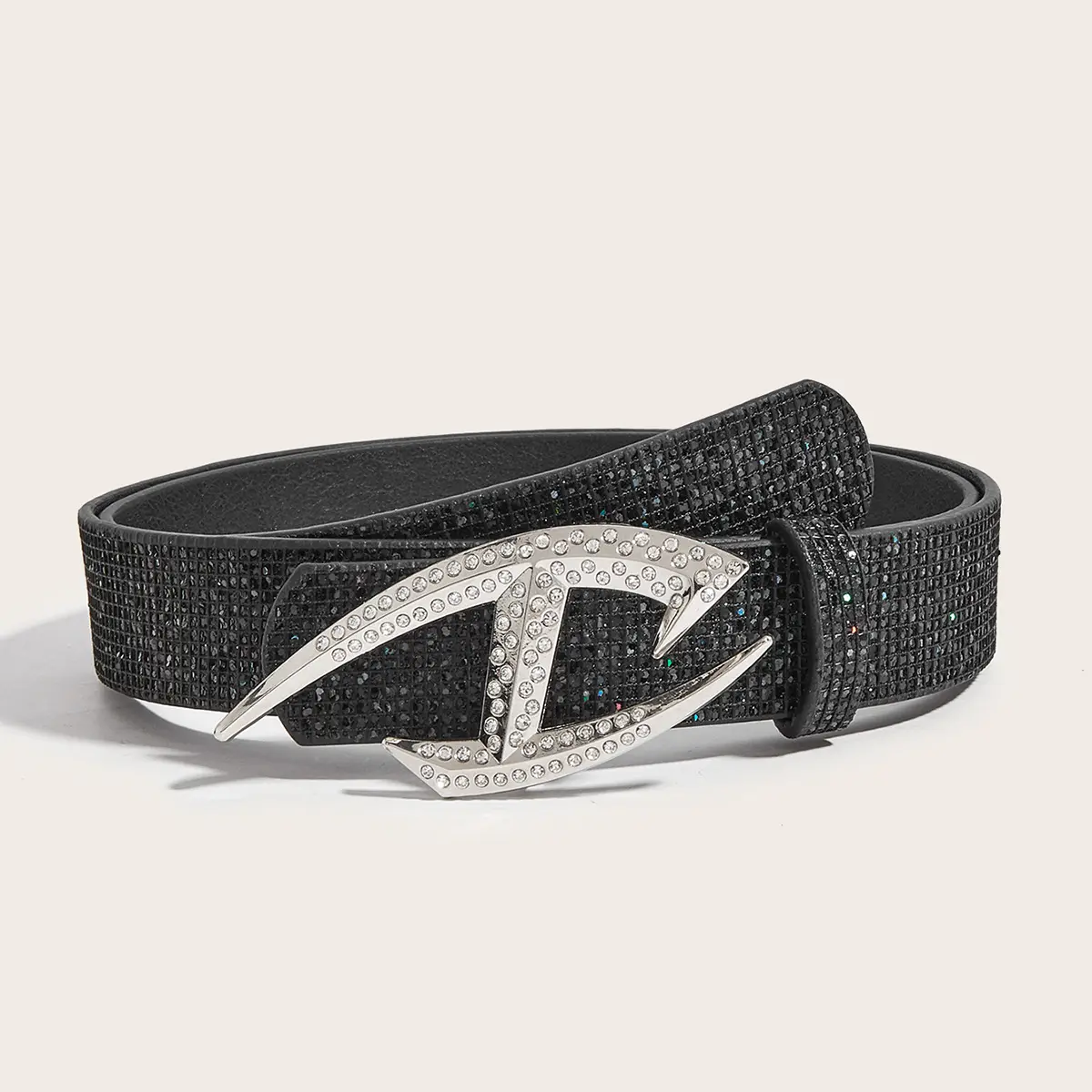 Y2K Rhinestone CR Star Buckle Belt, Black Glitter Waist Belt, Retro Sparkle Waistband for Women, Fashion Adjustable Belt for Jeans Dresses