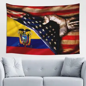 America And Ecuador Ecuadorian Ecuadorean Flag Tapestry Wall Decoration Tapestries Aesthetic Wall Hanging For Home Decor Bedroom Living Room Dorm Decor