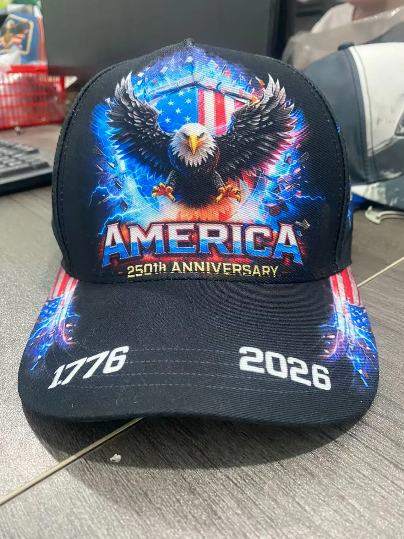Usa 250th Anniversary 1776-2026 Baseball Hat, Patriotic Eagle Lightning Print, Unisex Adjustable Sun Hat, All Seasons Casual Style, Baseball Cap Adjustable