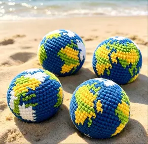 Crochet Earth Hacky Sack Footbag| Kids Sensory Footbag, Outdoor Toss & Juggling Toy, Stress Balls,Fidget Party Favor Gift,Gift for Kids