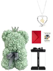 Graduation Season Creative Design Graduation Souvenir Gift, Pe Foam Floral Bear PVC Box, Graduation Message Card, Unique Memorial Present
