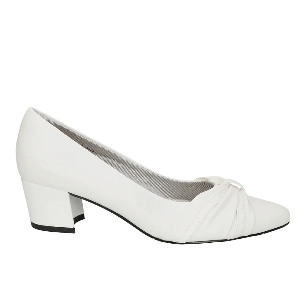 Easy Street Womens Millie Pointed Toe Block Pumps Dress Casual Low Heel 1-2" - White