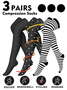 Knee-Thigh High Compression Stockings, 15-20mmhg Support, Sports & Recovery Gear, Unisex Design, All Season Use, Tight-Fit Compression Socks, Sports Running Socks