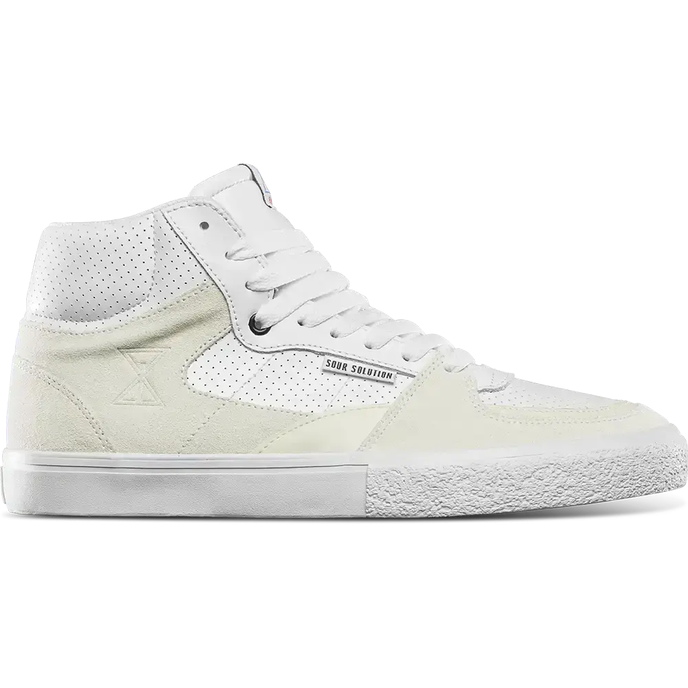 ETNIES Screw Vulc Mid x Sour Solution White Mid-Top Sports Shoes with Laces, Round Toe, and Geo-Hex Vulcanized Outsole, Walking Shoes, Athletic, Trainer