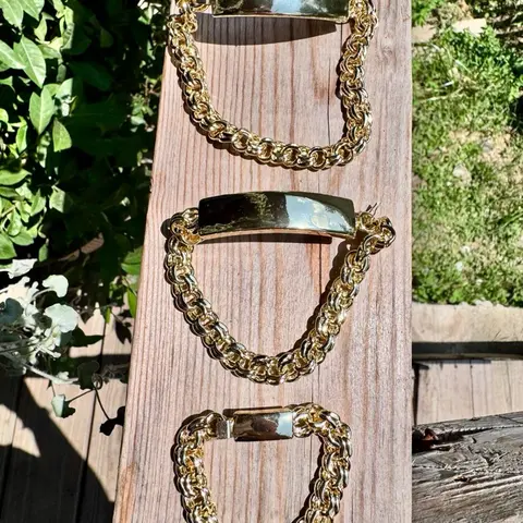 Chino Link Engraved Personalized Bracelets Gold Plated Customizable Name (READ INSTRUCTIONS) Final Sale No Returns