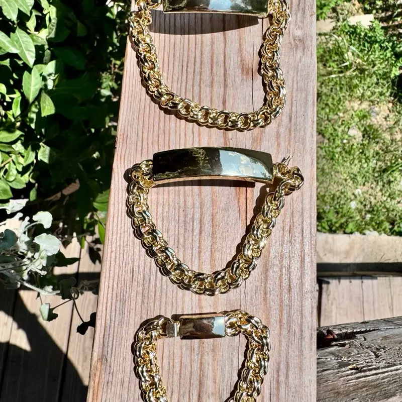 Chino Link Engraved Personalized Bracelets Gold Plated Customizable Name (READ INSTRUCTIONS) Final Sale No Returns