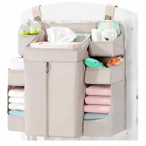 Baby Hanging Storage Organizer, Heavy Duty Reinforced Shelves, Large Capacity Nursery Caddy with Multiple Hanging Options, Fits Most Cribs